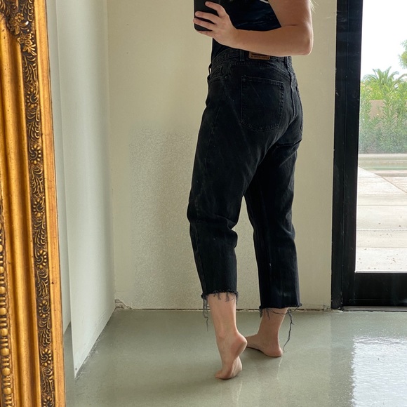 RALPH LAUREN black cropped fray hem jeans size 10 - Picture 6 of 16